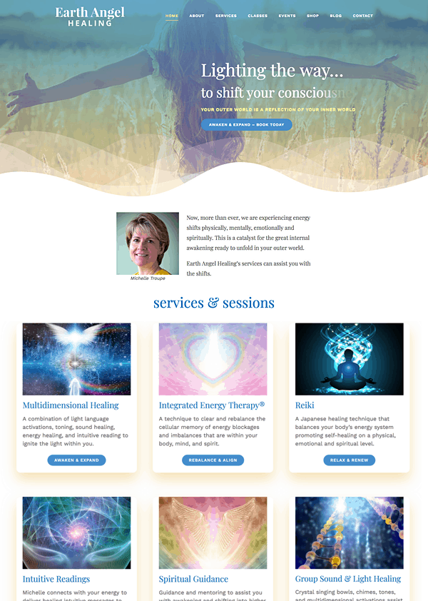 web design for holistic practitioner Earth Angel Healing