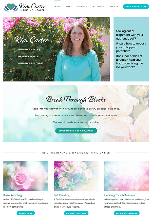 website design for Kim Carter Intuitive Healer